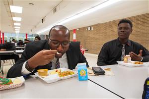 Dr. Morgan eats lunch